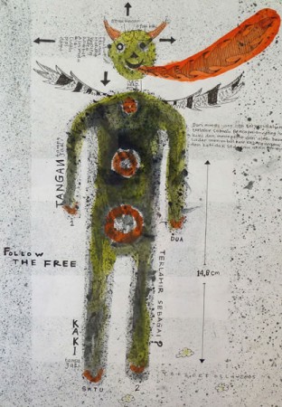 Yoesoef Olla - Speak 
 30 x 21 cm 
 ink and watercolor on paper