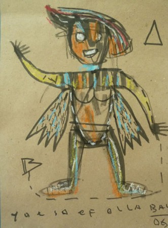 Yoesoef Olla - Birdman 
 30 x 21 cm, 
 crayon  marker on paper