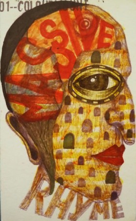 Yoesoef Olla - Head 
 21.5 x 13 cm
 marker on cardboard