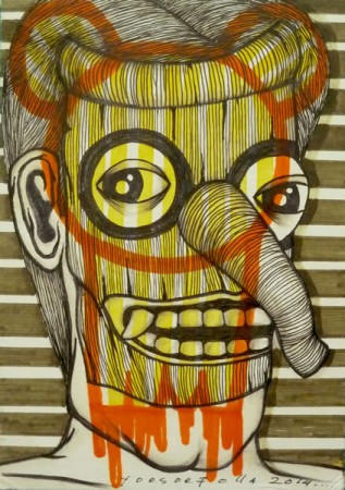 Yoesoef Olla  - Head & Nose
 17.5 x 12.5 cm 
 ink and marker on cardboard